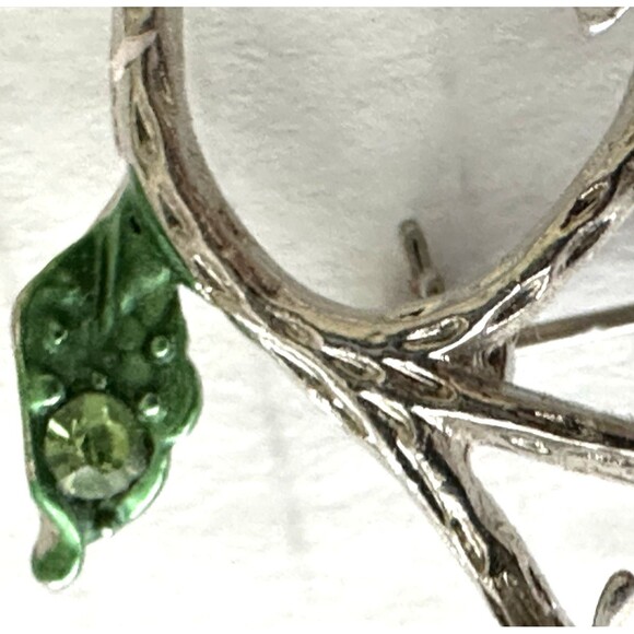 Crystal Rhinestone Flower Bee Brooch Pin Yellow Pink Silver-Tone 1-5/8” x 2-1/8” - Picture 8 of 9